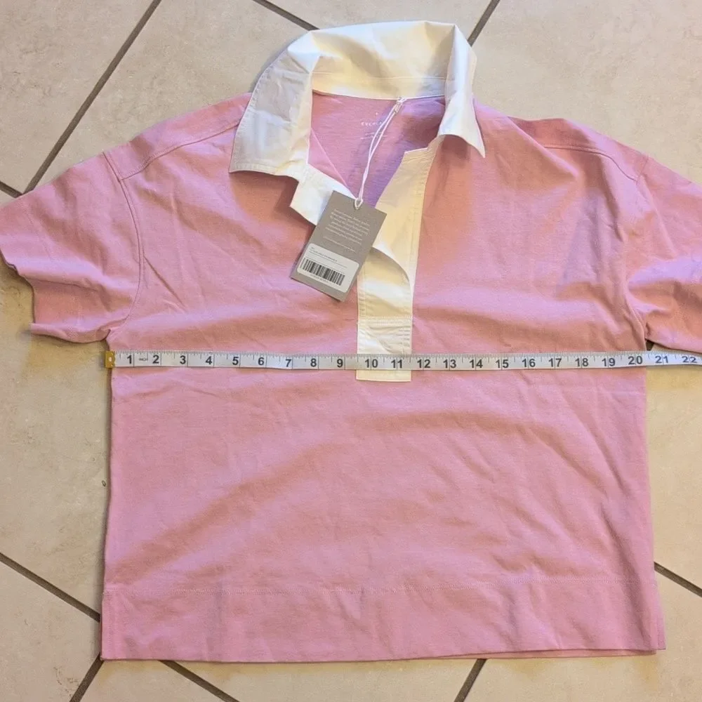 Lot Of 2 NWT Everlane Organic Cotton Polos Short Sleeve Top Mauve White Stripe S - Picture 8 of 16